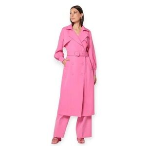 Elliatt Lovely Feminine Trench Coat Pink Chic Midi with Adjustable Waist Belt XS